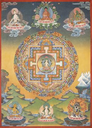 Vintage Vajrsattva Mandala Thangka |Genuine Hand-Painted | Ritual Thanka | Traditional Tibetan Paint | Wall Hanging Decoration | Gift Idea